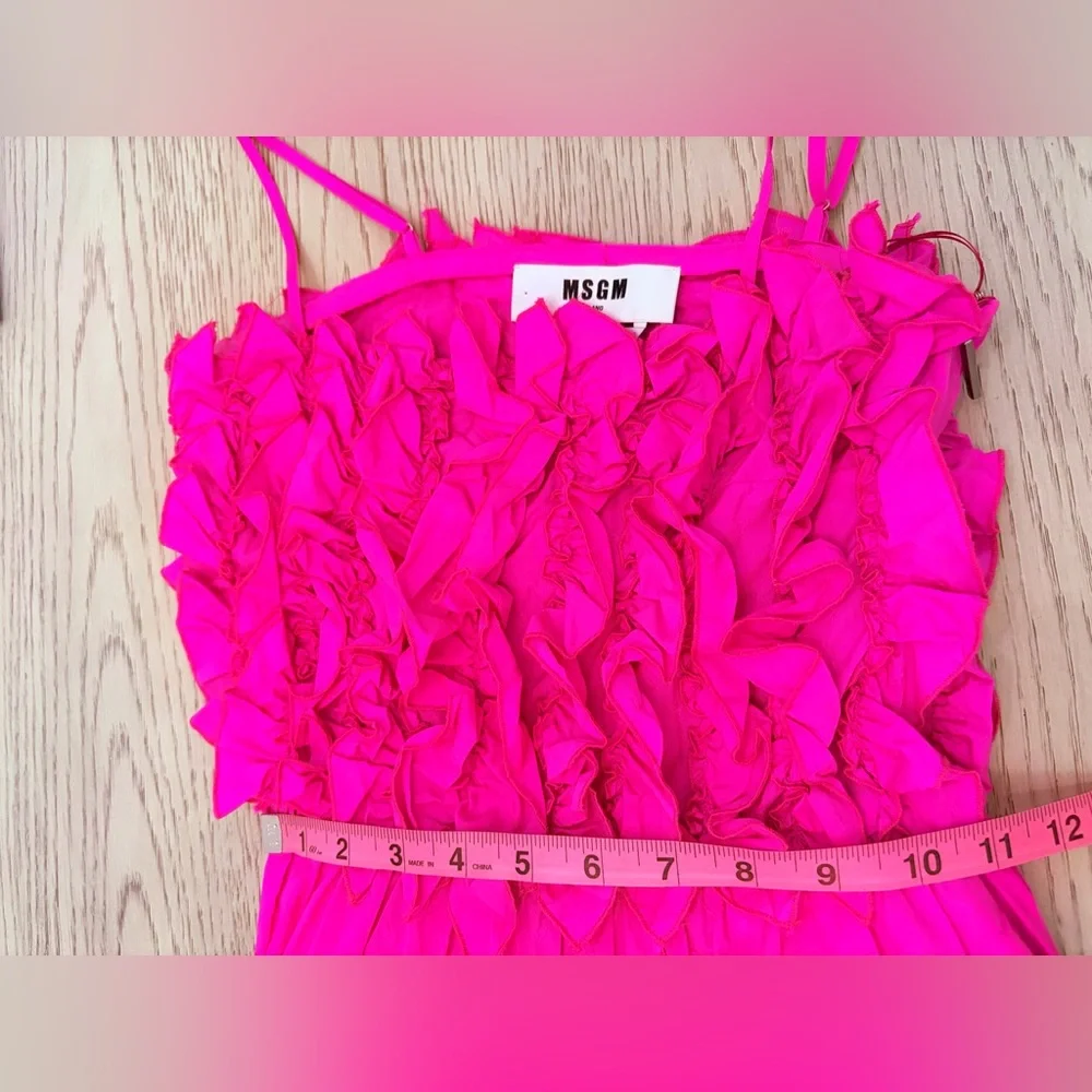 MSGM Fuchsia Ruffled Tiered Midi Dress Size 38 (XS) - Picture 10 of 12